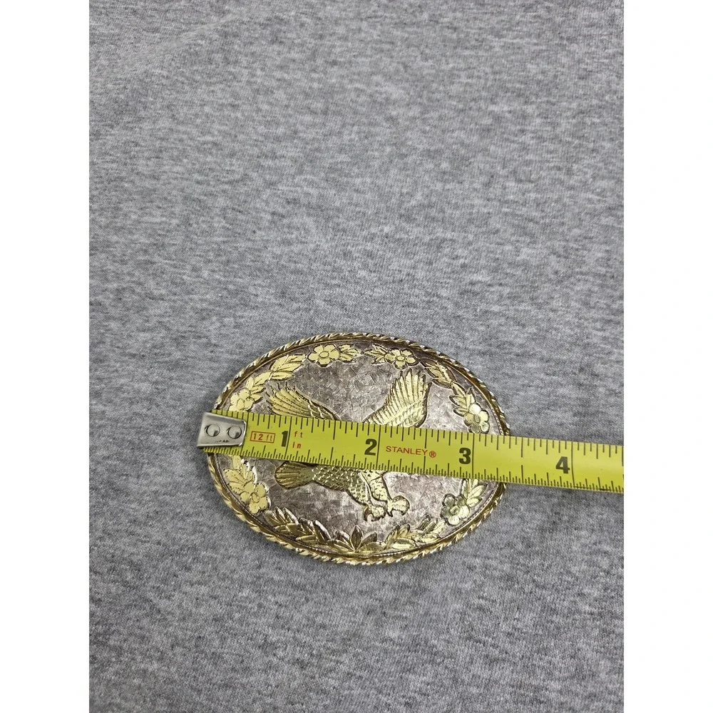 Vintage Silver Gold Eagle Patina Womens Belt Buckle USA